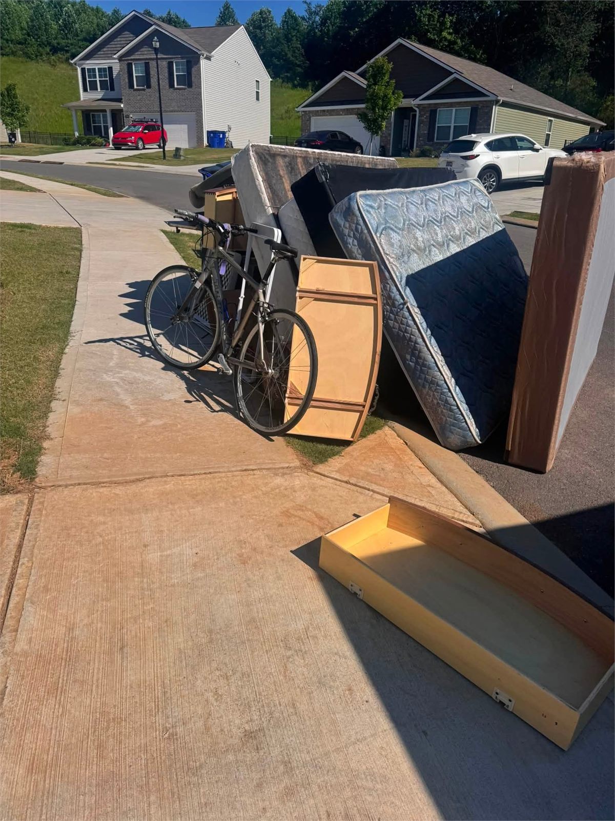 Debris prepared for pickup at a property